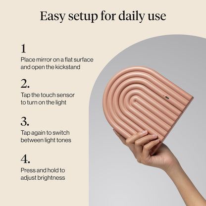 Kitsch_Arch_Desk_Vanity_Mirror_with_Lights,_LED_Makeup_Surface,_Touch_Sensor_Dimmable_Warm_Neutral_Cool_Glow,_Rechargeable_Desk_Mirror_with_Kickstand_for_Travel_-_Terracotta