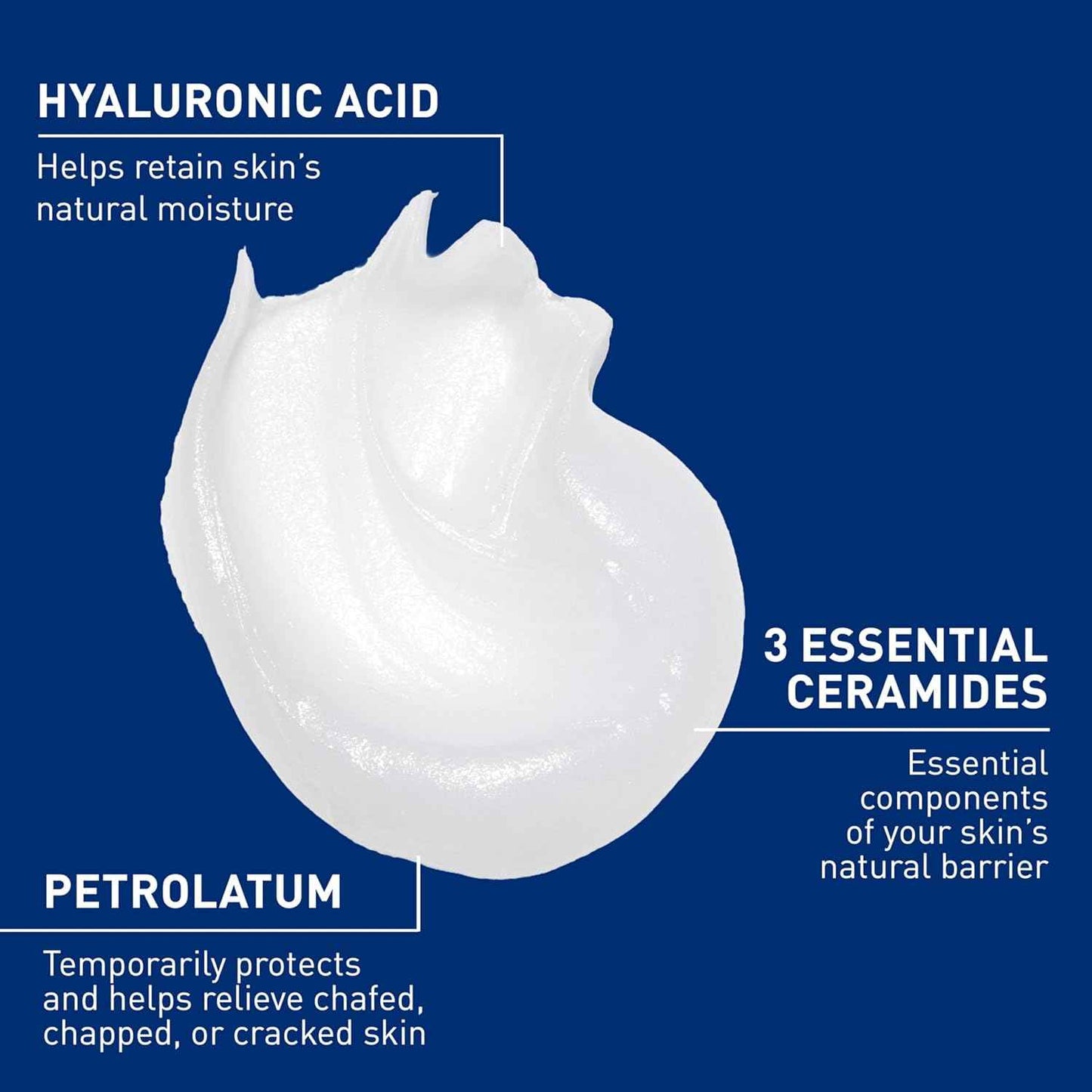 CeraVe Healing Ointment, Hydrating Skin Protectant With Petrolatum, Hyaluronic Acid & Ceramides, Face & Body Skin Barrier Repair For Cracked, Chafed, Dry Skin, Fragrance Free & Lanolin Free