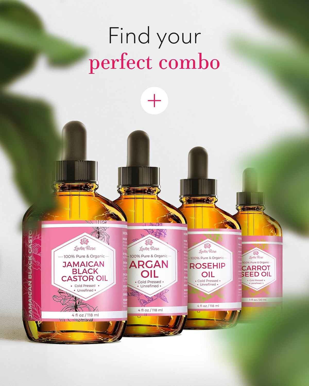 Leven Rose Jojoba Oil Organic, Pure Cold Pressed Carrier Oil, Natural Unrefined Moisturizer for Skin Hair and Nails