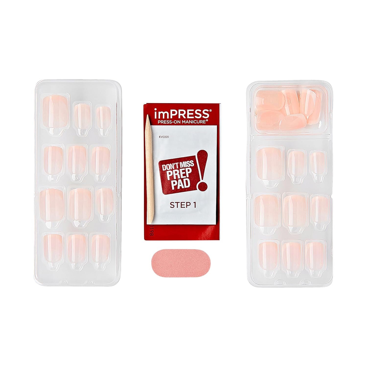 KISS_imPRESS_No_Glue_Mani_Press_On_Nails,_French,_'Heroic',_Light_Neutral_+_White_Tip_French,_Short_Size,_Squoval_Shape,_Includes_30_Nails,_Prep_Pad,_Instructions_Sheet,_1_Manicure_Stick,_1_Mini_File