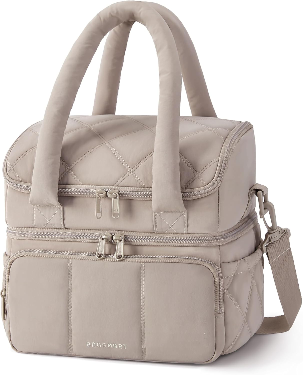 BAGSMART_Lunch_Bag_Women,_Double_Deck_Insulated_Lunch_Box,_Quilted_Puffer_Lunch_Tote,_Leakproof,_Durable_&_Reusable_Large_Lunch_Cooler_For_Work_Picnic_Travel_Meal_Prep,_Camel