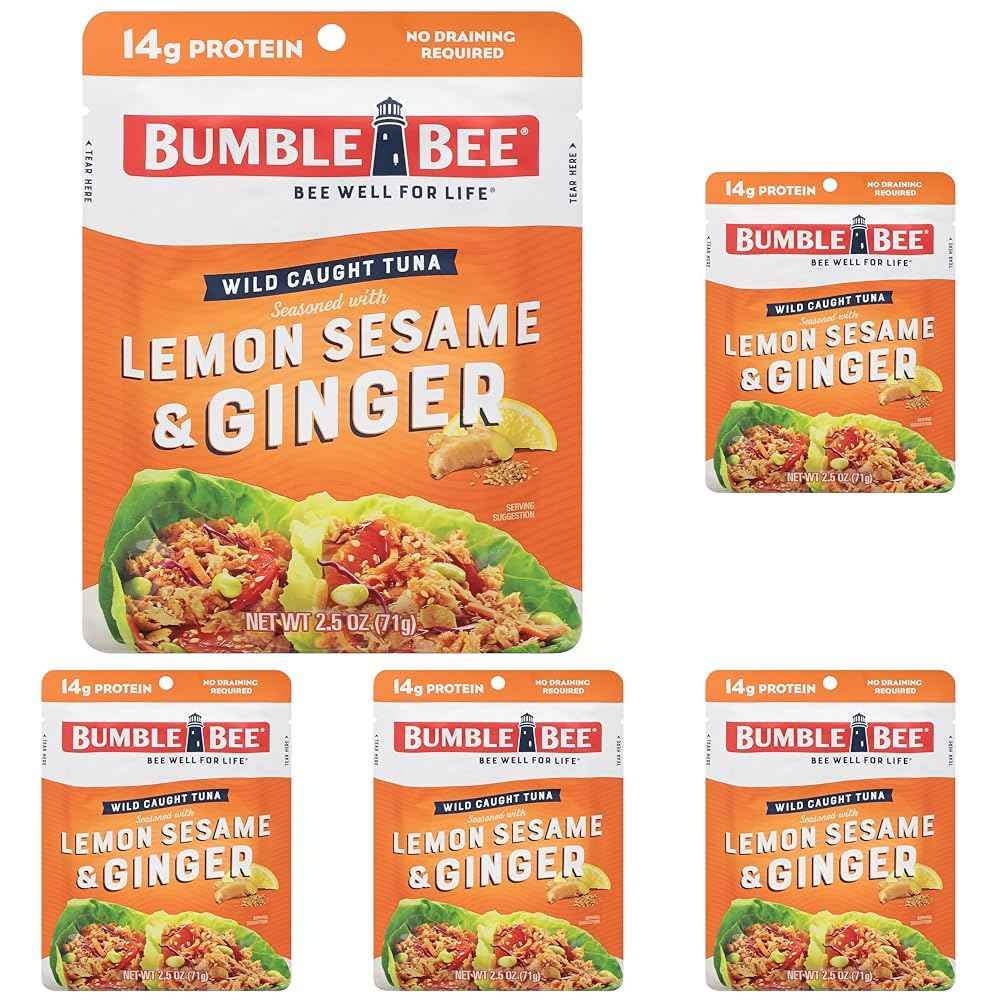 Bumble Bee Seasoned Tuna Pouch - Wild Caught and Ready to Eat for Snack, Salad, Korean Tuna Bowl - 14g Protein per Serving - PERFECT, PORTABLE, GOODNESS - 2.5 oz Packet
