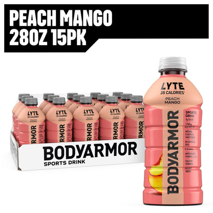 BODYARMOR_LYTE,_Peach_Mango,_Electrolyte_Drink,_35_Calories,_28_Fl_Oz_Bottles_(15_Pack),_Coconut_Water_Sports_Drink,_Natural_Flavor_&_B_Vitamins