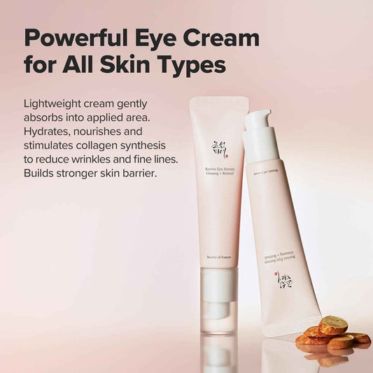 Beauty of Joseon Revive Eye Serum with Retinal Niacinamide Correction for Puffy Eye Bags Fine Lines Dark Circles Wrinkles, Korean Skin Care