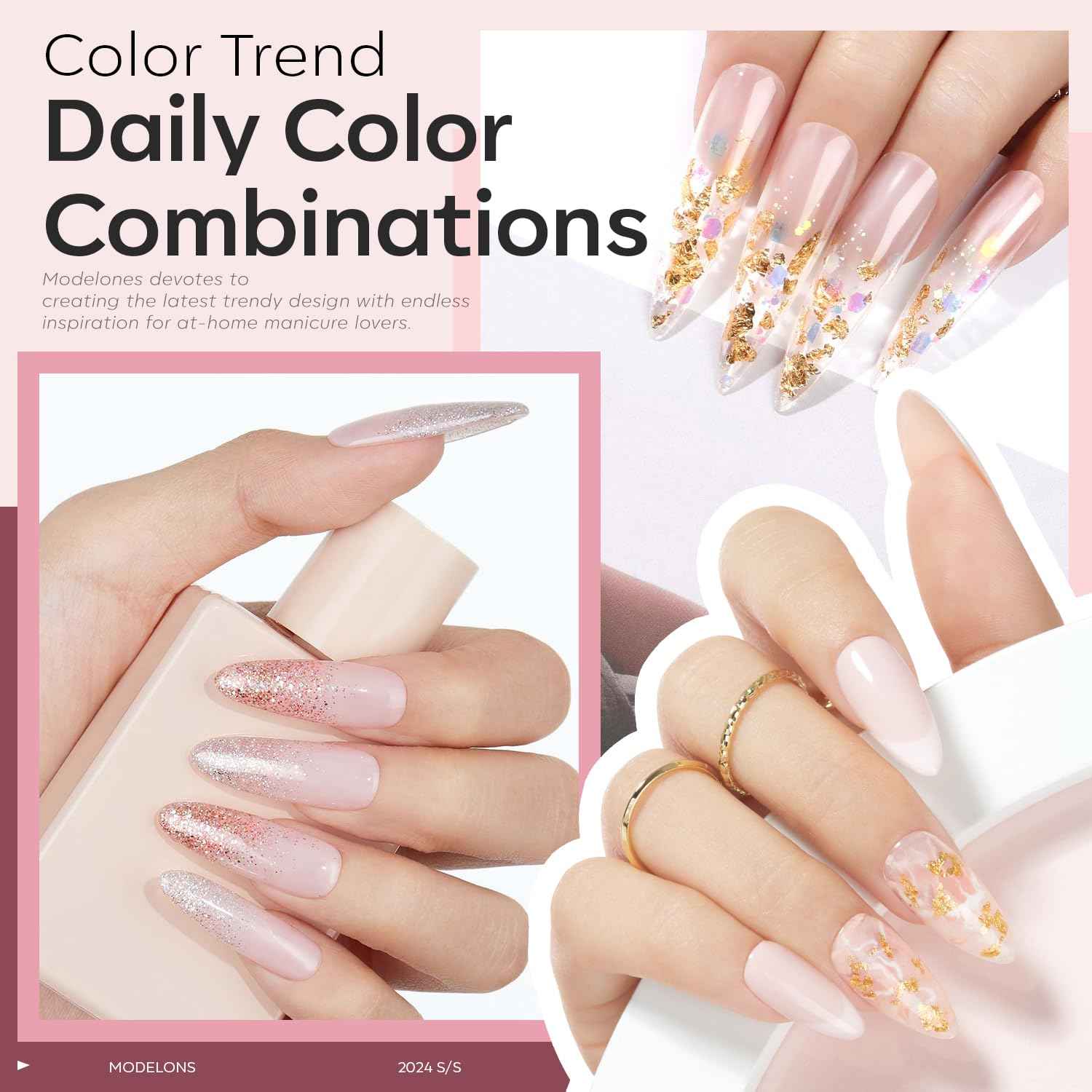 modelones Builder Nail Gel, 2 Pcs Clear and Cover Nude Builder Nail Polish, 8-in-One Apex Building Thickening Strengthener Extension Rubber Color Base Gel for DIY Home Salon Gifts LED Lamp Cured 10ml