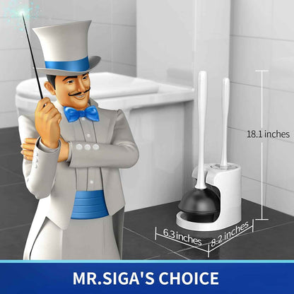 MR.SIGA Toilet Plunger and Bowl Brush Combo for Bathroom Cleaning, 1 Set