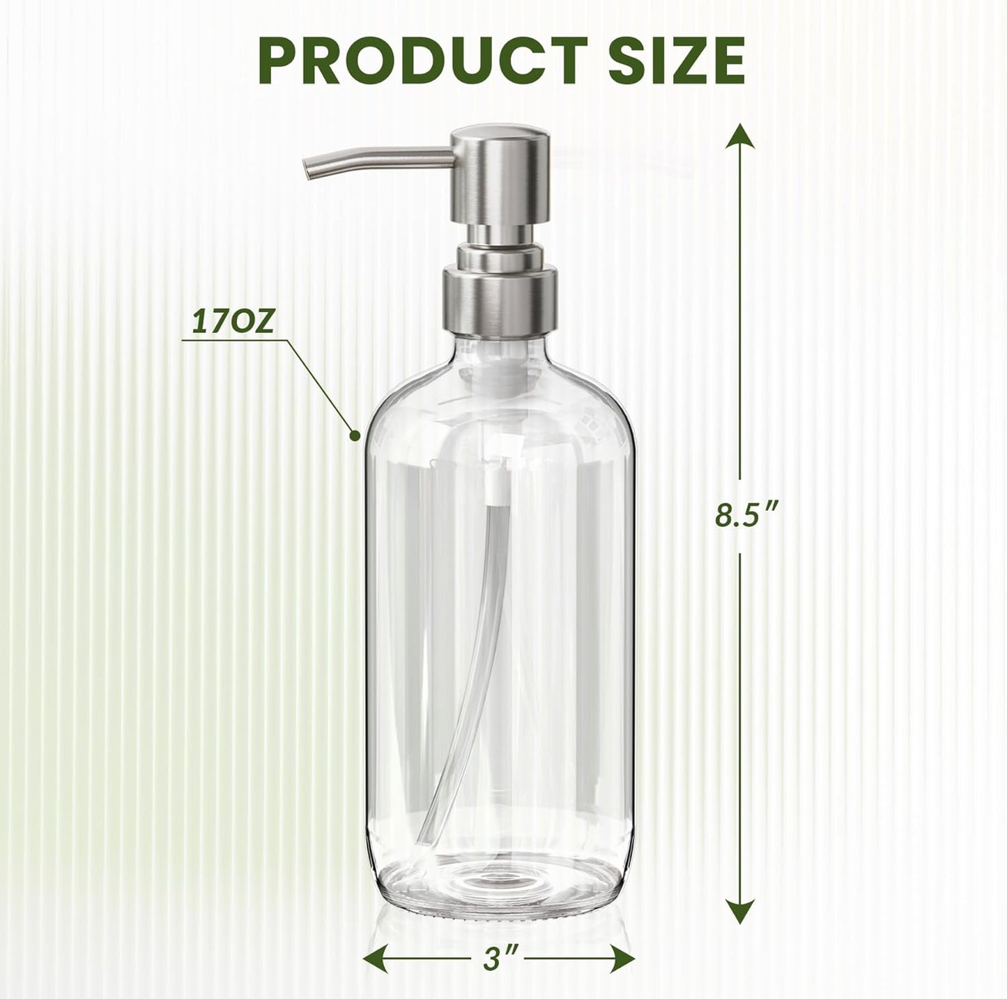 AmazerBath_Soap_Dispenser,_2_Pack_Glass_Soap_Dispenser_with_Pump_Stainless_Steel,_17_Oz_Hand_Soap_Bottles_Bathroom_Kitchen,_Clear