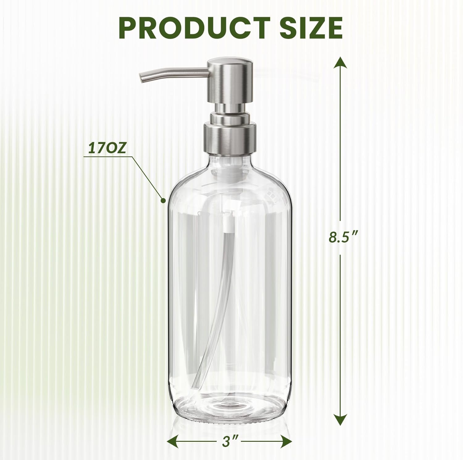 AmazerBath_Soap_Dispenser,_2_Pack_Glass_Soap_Dispenser_with_Pump_Stainless_Steel,_17_Oz_Hand_Soap_Bottles_Bathroom_Kitchen,_Clear
