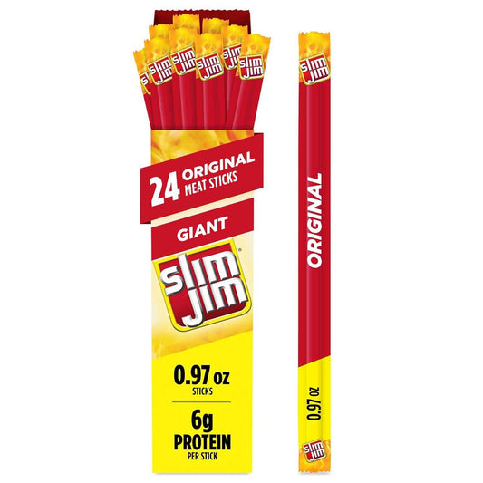 Slim Jim Giant Smoked Meat Sticks, 6g Protein Per Stick, Father's Day Snack Gift for Dad, 0.97 oz