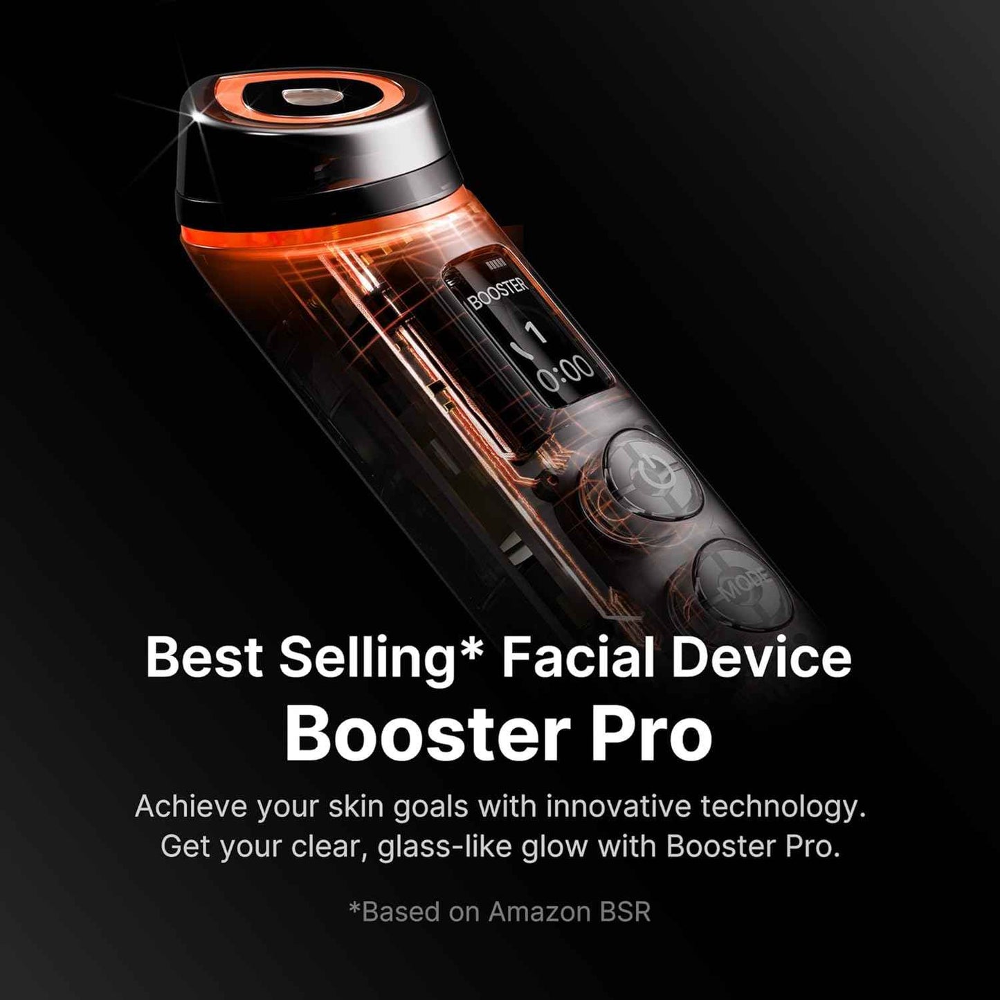 medicube Booster Pro | 6-in-1 Real Glass Glow Beauty Massager | for Clear, Radiant, Firmer-Looking Skin | Korean Skin Care | Black