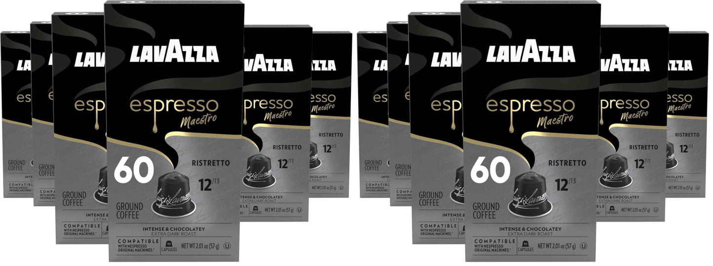 Lavazza Espresso Maestro Aluminum Capsules Compatible with Nespresso* Original Machines, Dark Espresso Roast, Arabica and Robusta Blend