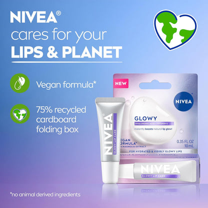 NIVEA_Glowy_Lips,_Vegan_Lip_Balm_with_Hyaluronic_Acid,_Vitamin_E,_and_Magnolia_Extract,_Moisturizing_Lip_Balm_Instantly_Boosts_Natural_Lip_Glow,_0.35_Fl_Oz_Tube
