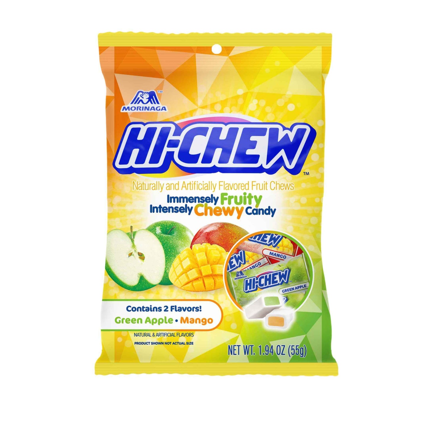 HI-CHEW Assorted, Green Apple Strawberry Mango Grape, Soft & Chewy Candy 2lb - 185+ Pieces Individually Wrapped - Made with Immensely Juicy Fruity Flavors