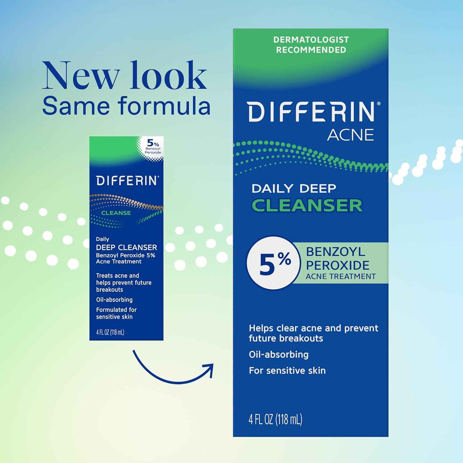 Differin Acne Face Wash with 5% Benzoyl Peroxide, Daily Deep Cleanser by the makers of Differin Gel, Gentle Skin Care for Acne Prone Sensitive Skin