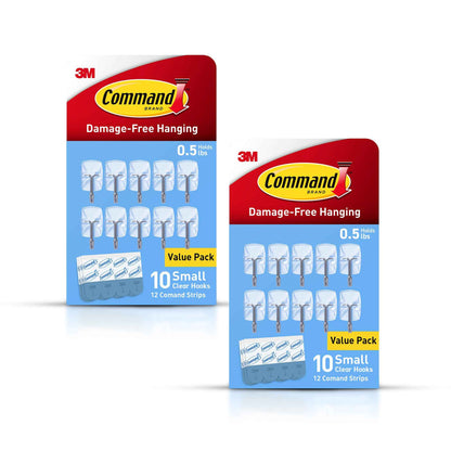 Command Small Clear Wire Toggle Hooks, Damage-Free Hanging with Adhesive, Great for Hanging, Organization and Storage, Holds up to 0.5 lb