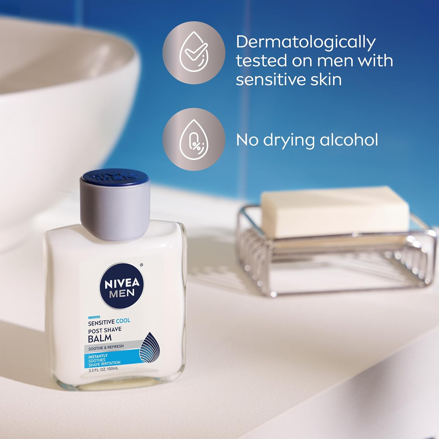 NIVEA_MEN_Sensitive_Cool_Post_Shave_Balm,_Enriched_with_Chamomile_and_Seaweed_Extracts,_Alcohol_Free_After_Shave_Balm_for_Men,_3.3_Fl_Oz_Bottle,_Pack_of_3
