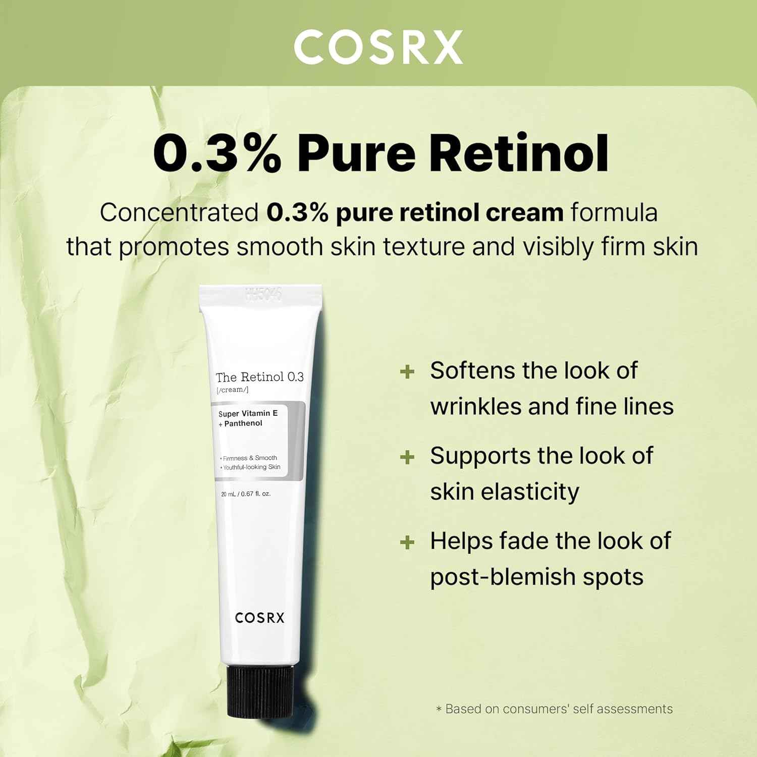 COSRX Retinol 0.3% Cream, 0.67 Oz, Anti-aging Eye & Neck Cream with Retinoid Treatment to Firm Skin, Reduce Wrinkles, Fine Lines, Signs of Aging, Gentle Daily Korean Skin Care