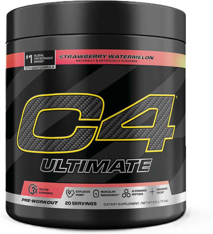 C4 Ultimate Pre Workout Powder - Sugar Free Preworkout Energy Supplement for Men & Women - 300mg Caffeine + 3.2g Beta Alanine + 2 Patented Creatines - 20 Servings