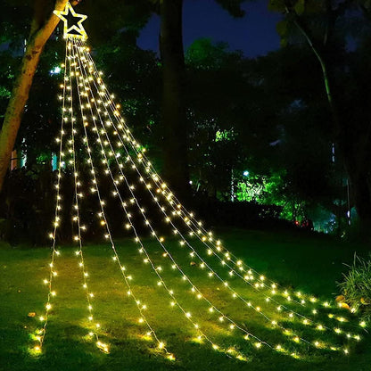 DANLI_Christmas_Star_String_Lights_Outdoor,_320_LED_With_Timer_[8_Mode/IP44_Waterproof]_Decoration_Fairy_Indoor,_9x12FT_Topper_for_Xmas_New_Year_Wedding_Patio_Yard