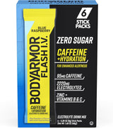 BODYARMOR Flash IV Electrolyte Packets, Strawberry Kiwi - Zero Sugar Drink Mix, Single Serve Packs, Coconut Water Powder (6 Count)