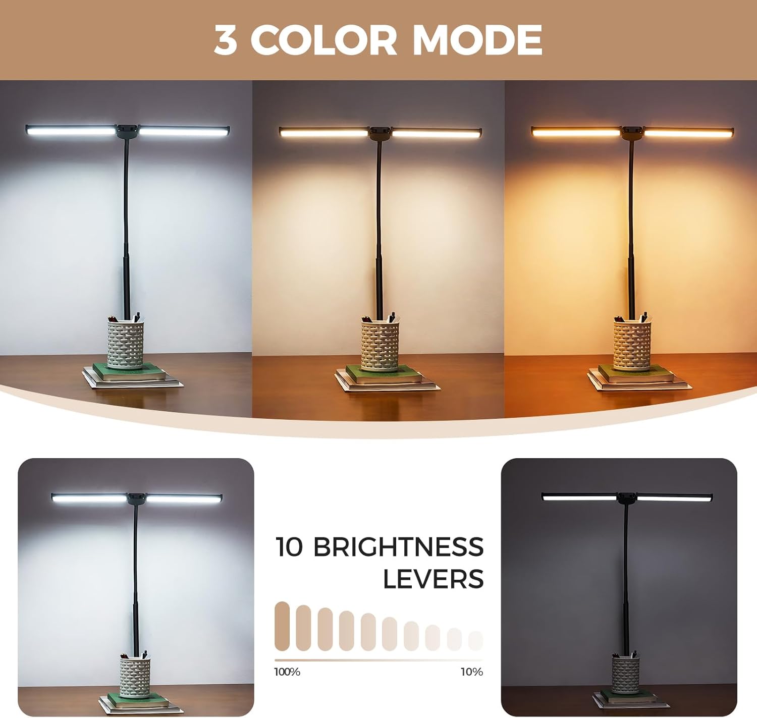 LED_Desk_Lamp_for_Home_Office,_Double_Head_Architect_Light_with_Clamp,_Computer_Monitor_Clip_on_Light,_3_Modes_and_10_Brightness,_Adjustable_Flexible_Goose-Neck,_Table_Task_Lamp,_Black