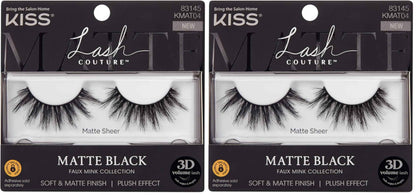 KISS Matte Black, False Eyelashes, 16mm, Includes 1 Pair Of Lash, Easy to Apply, Reusable Lash Clusters