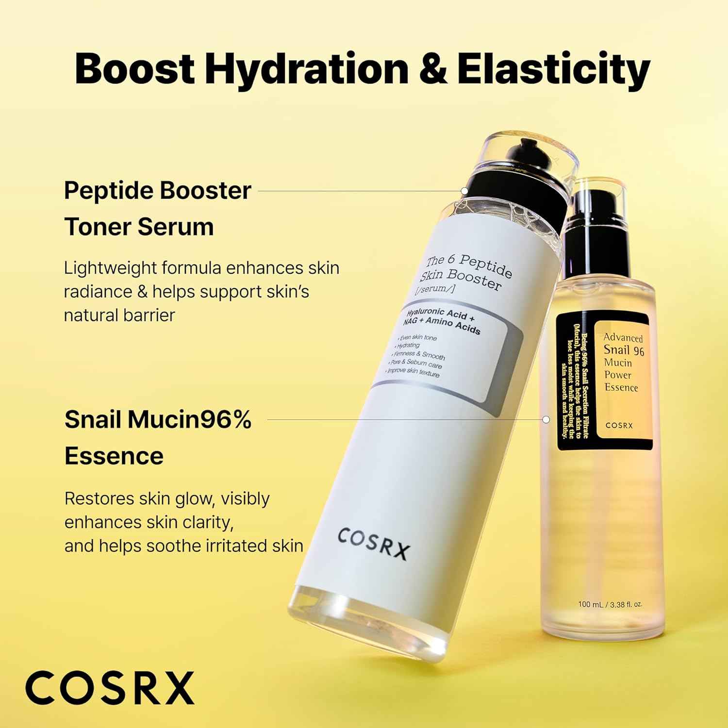 COSRX Snail Mucin 96% Peptide Booster Set - Korean Skin Care, Gift Sets, Skin Care Sets for Women, Advanced Snail Mucin Serum, Face Serum, Mothers Day Gifts for Mom