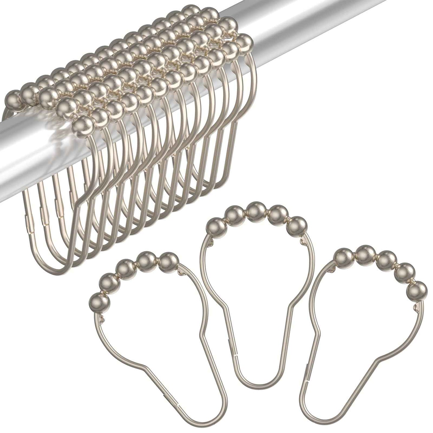 Amazer Shower Curtain Hooks, Decorative Shower Curtain Hooks, Shower Hooks for Shower Curtain Rust Proof Stainless Steel Shower Curtain Hooks