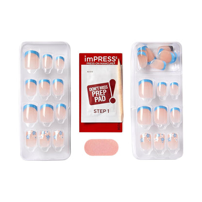 KISS_imPRESS_No_Glue_Mani_Press_On_Nails,_French,_'Snooze',_Blue,_Short_Size,_Squoval_Shape,_Includes_30_Nails,_Prep_Pad,_Instructions_Sheet,_1_Manicure_Stick,_1_Mini_File