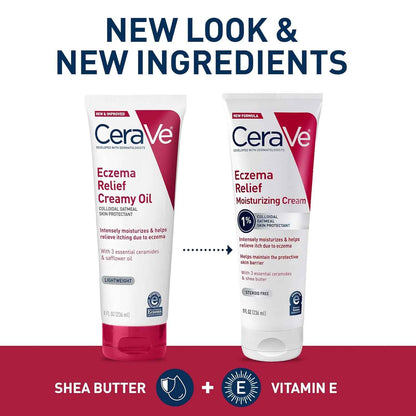 CeraVe Eczema Relief Moisturizing Cream with Colloidal Oatmeal, Shea Butter & Vitamin E For Dry Skin & Itchy Skin Relief, Steroid Free & Paraben Free, 8oz