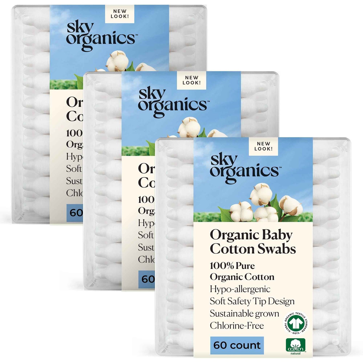 Sky Organics - Organic Cotton Swabs - Ultra Soft Tips - Strong & Durable - Hypoallergenic - Chlorine Free - Sustainable - Natural, Vegan & Cruelty Free - Skin Care & Self Care