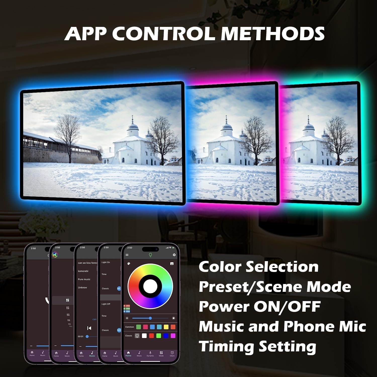 KIKO_Powered_Led_Strip_Lights,_20ft_one_Sets_of_Strip_Light_with_4_AA_Battery_Box/USB_RGB_LED_Light,_Remote_and_APP_Control