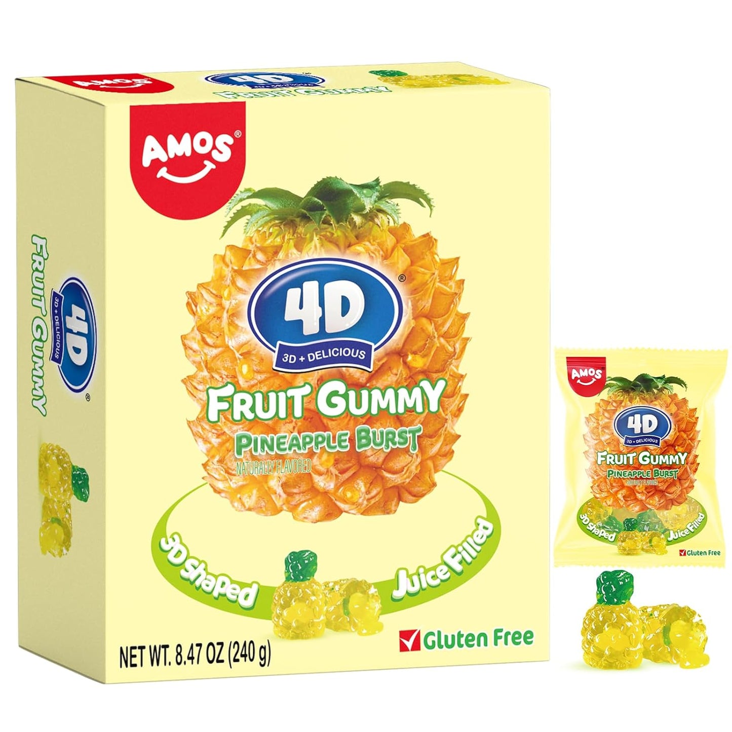 AMOS Peelerz Lychee Gummy Candy, Peelable Fruit-Shaped Candy, 8.47oz Box with 10 Individual Packs – Fun Peeling Gummy Snack Made with Real Juice - Eco House Kit