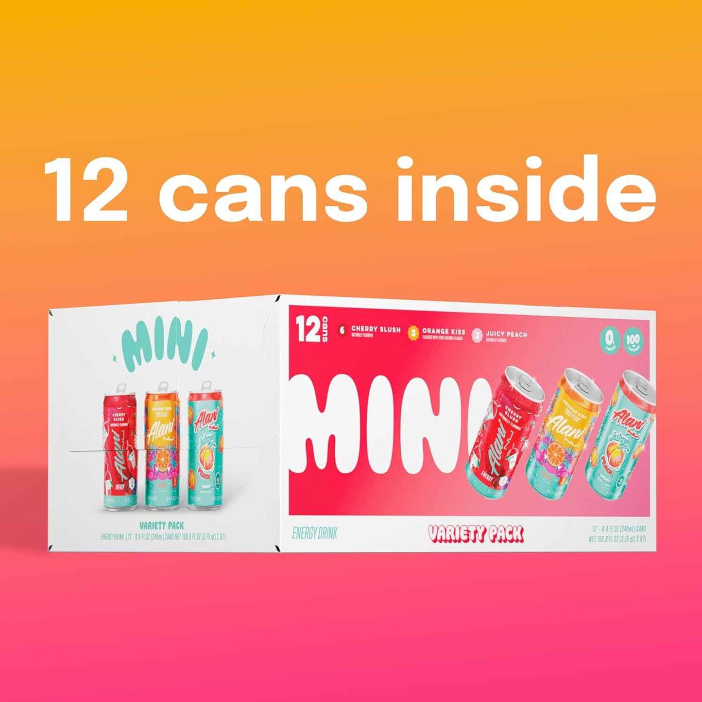 Alani Nu, Low Calorie Energy Drinks, 100mg Caffeine, Biotin, B Vitamins, Zero Sugar, 10 Calories or Less, 8 Fl Oz Cans, 12 Pack