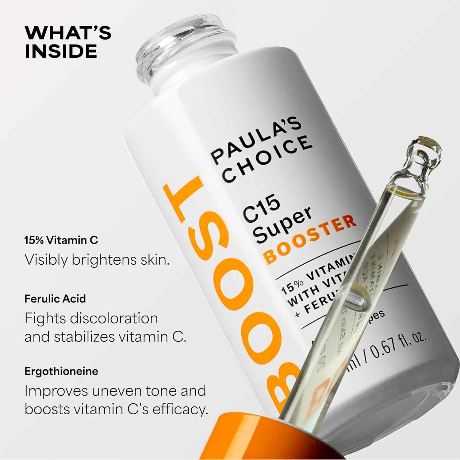 Paula's Choice BOOST C15 Super Booster, 15% Vitamin C Serum for Face, Face Serum with Vitamin E & Ferulic Acid for Discoloration & Glow, Fragrance-Free