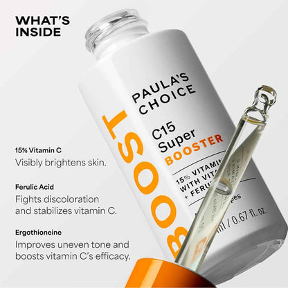 Paula's Choice BOOST C15 Super Booster, 15% Vitamin C Serum for Face, Face Serum with Vitamin E & Ferulic Acid for Discoloration & Glow, Fragrance-Free