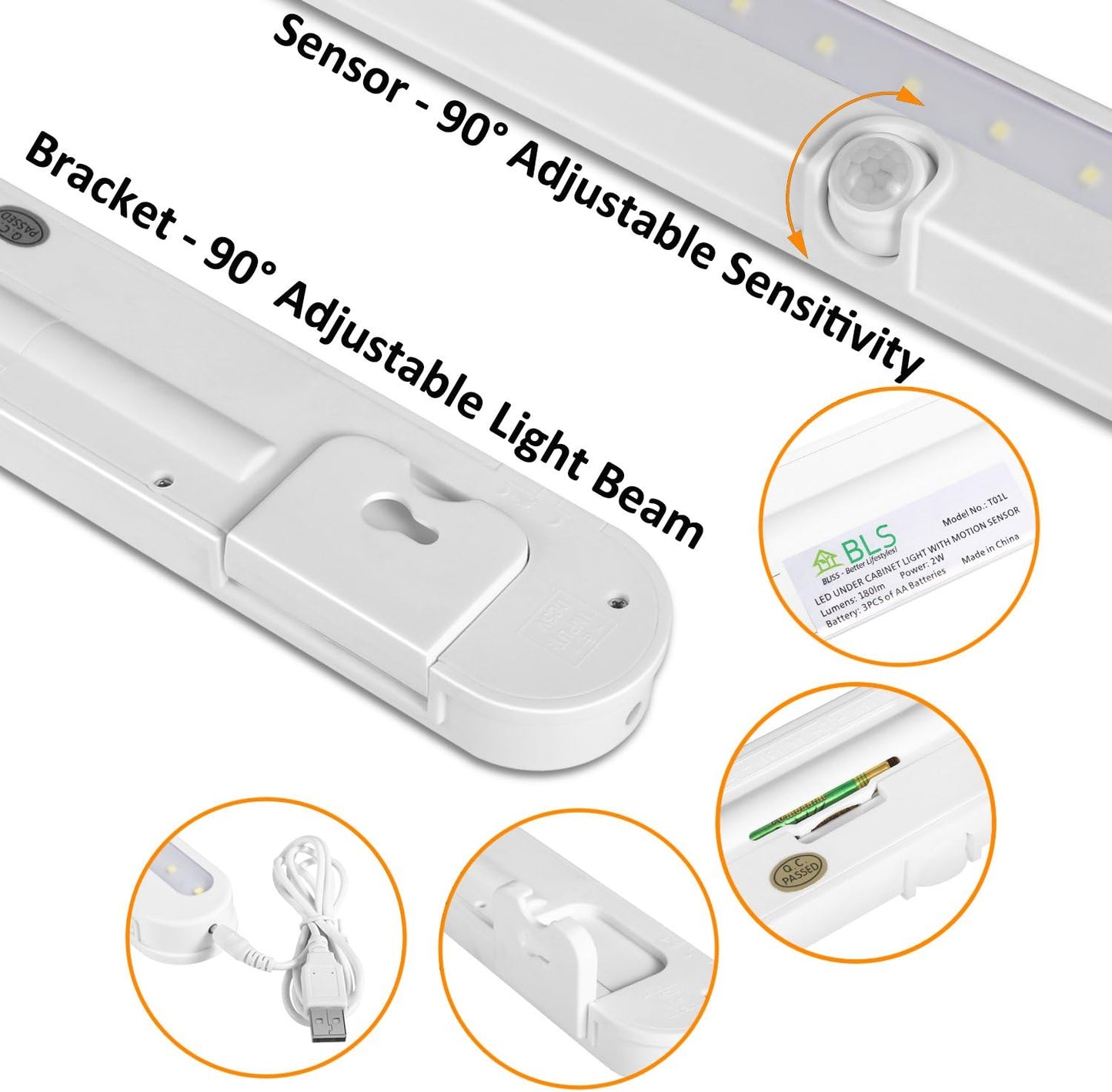 BLS_T01L_LED_Closet_Light,_Super_Bright_20_LED_Under_Cabinet_Lighting_Battery_Powered/DC_Input_Wireless_Motion_Sensing_Light,_Auto_On_Off_Switch,_Motion_Sensor_&_Light_Sensor,_Light_Beam_Adjustable