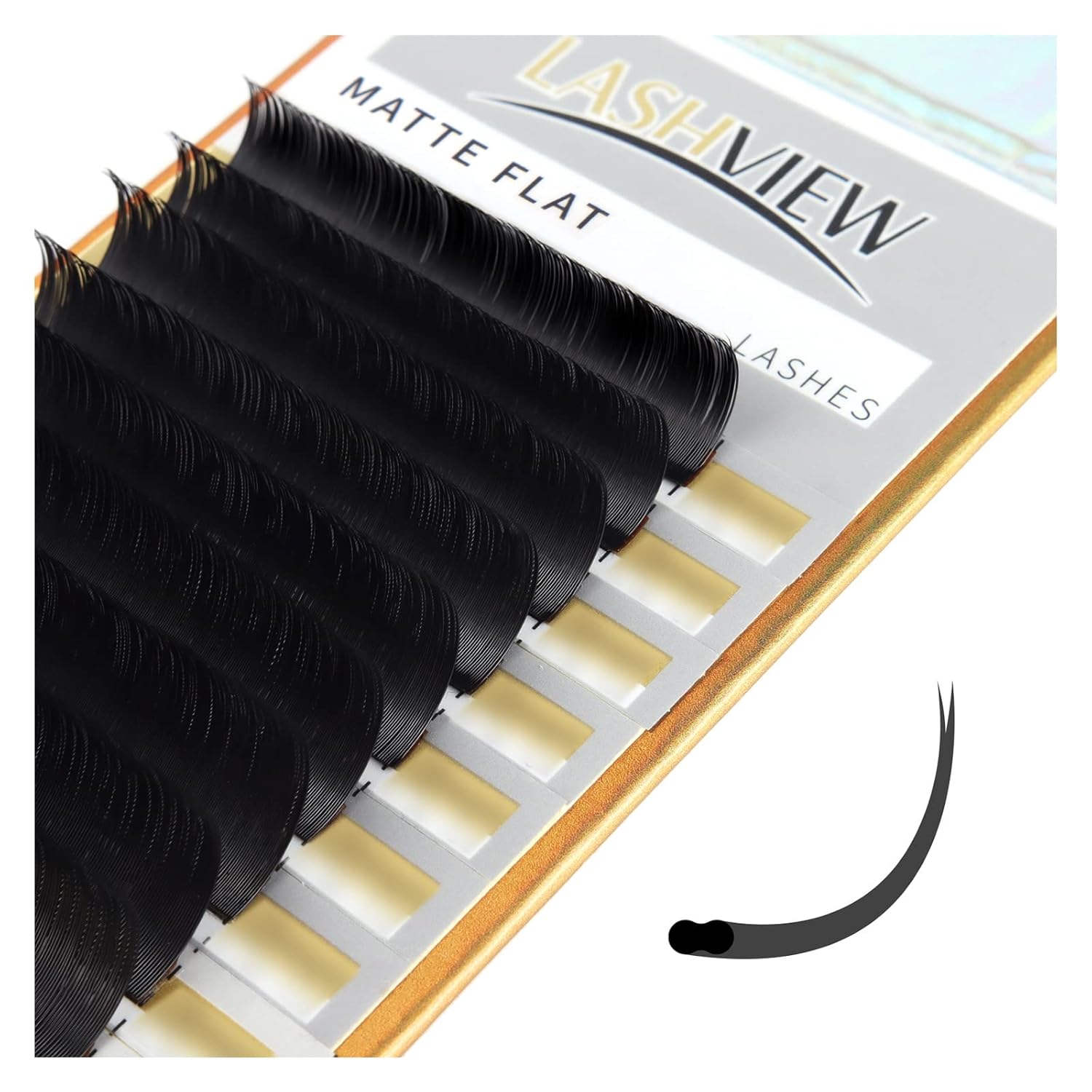 LASHVIEW Eyelash Extensions,Ellipse Flat Eyelash Extensions 0.15mm C Curl 8-15mm Mixed Tray,Mink Black,Individual Lashes,Super Matte Extremely Soft Professional Salon Use - Eco House Kit