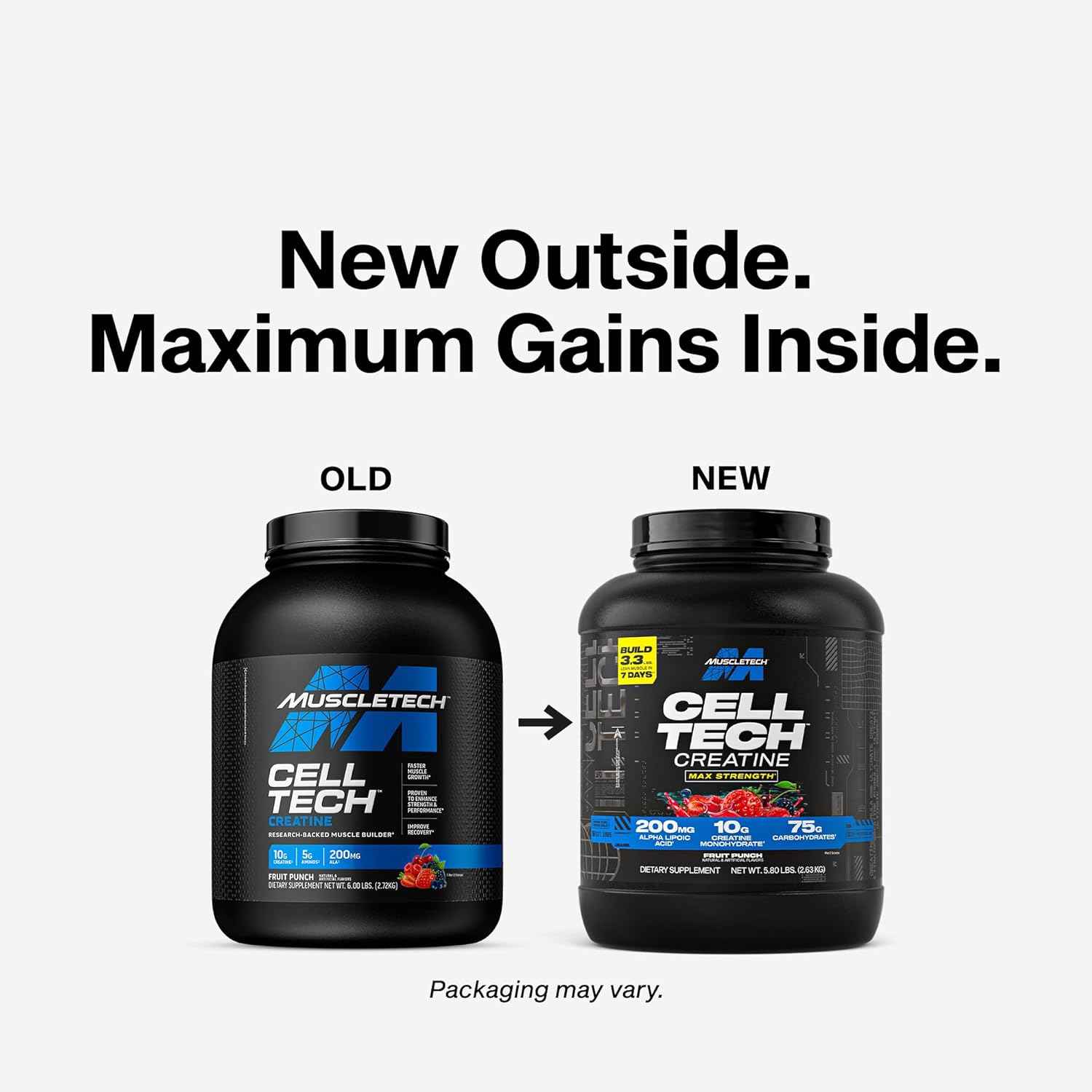 MuscleTech Creatine Monohydrate Powder - Cell-Tech Creatine Powder Post Workout Recovery Drink, Muscle Builder & Musclebuilding Creatine Supplement - Fruit Punch - Packaging May Vary