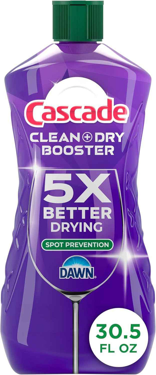 Cascade Rinse Aid Clean & Dry Booster Dishwasher Liquid, Gel & Detergent Pods for Sparkling Clean Dishes, Dishwasher Soap Tablets & Rinse Aid Dry Booster