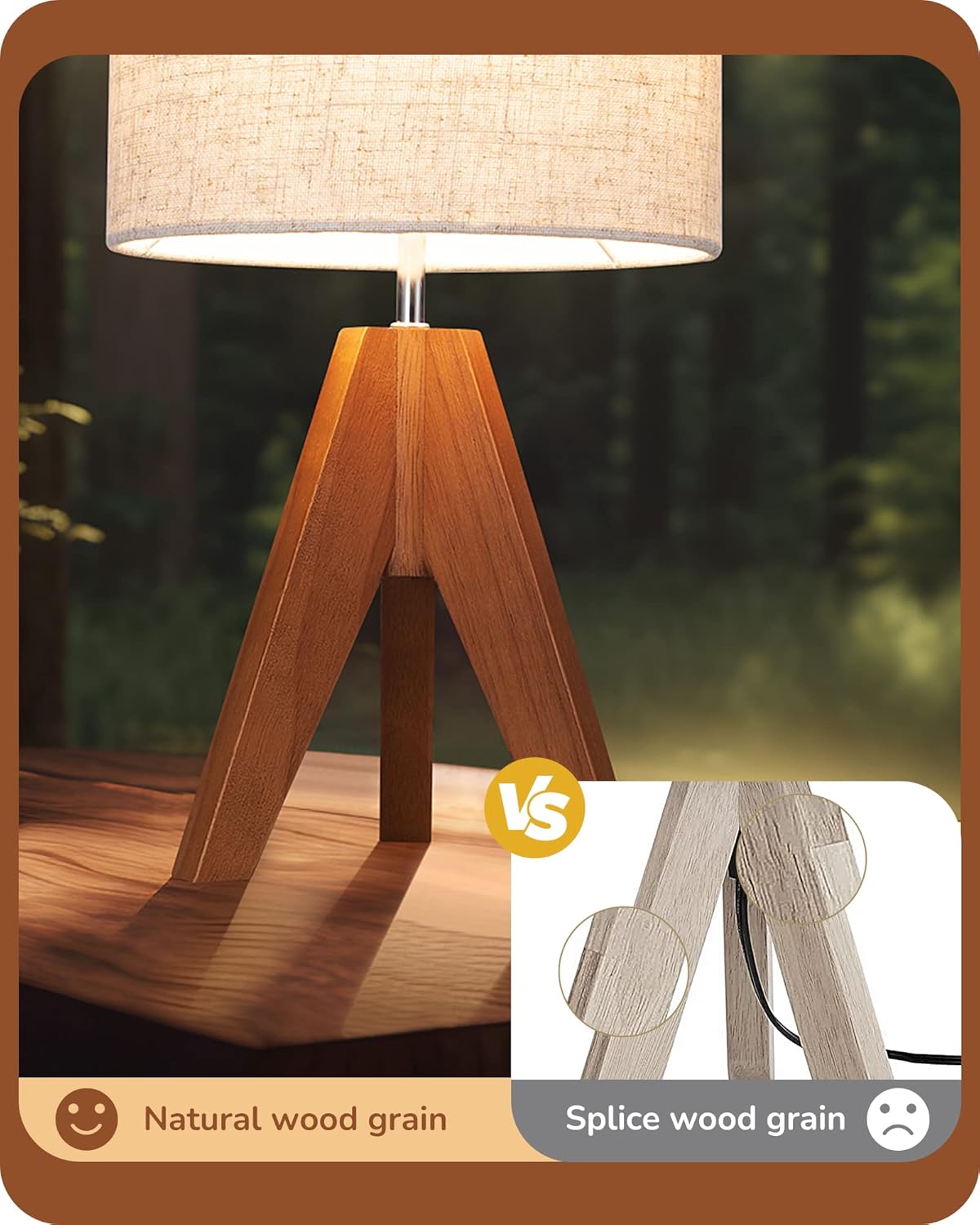 EDISHINE_Tripod_Table_Lamp,_Small_Cute_Bedside_Lamp_with_Linen_Beige_Lampshade,_Nightstand_Lamp_for_Nursery,_Bedroom,_Kid_Room,_Living_Room,_Light_Brown_Wooden_Base,_E26_Socket,_14.2_Inch