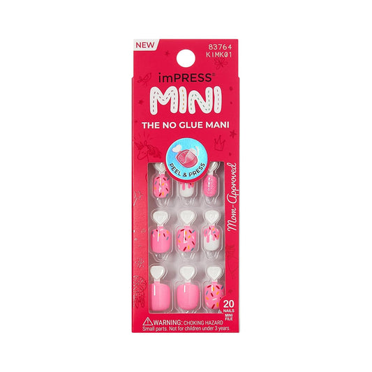 KISS_imPRESS_No_Glue_Mani_Press_On_Nails,_Mini,_'Super_Duper',_Pink,_Kids_Size,_Squoval_Shape,_Includes_20_Nails,_1_Mini_File