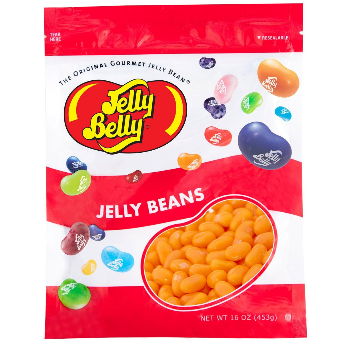 Jelly Belly Orange Sherbet Jelly Beans - 1 Pound (16 Ounces) Resealable Bag - Genuine, Official, Straight from the Source