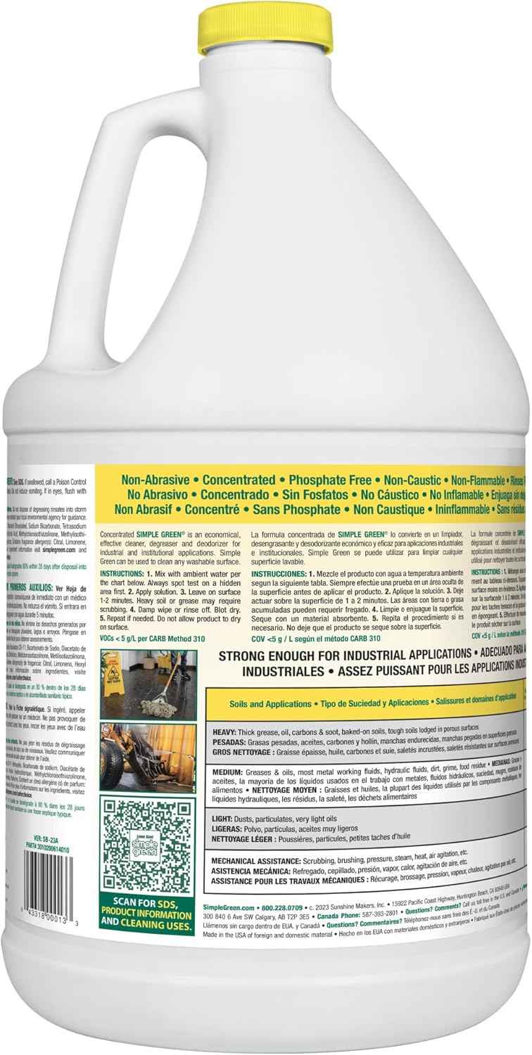 Simple Green Industrial Cleaner and Degreaser 1 Gal. MPF Micro-Particulate Fractionalization Lemon Scent