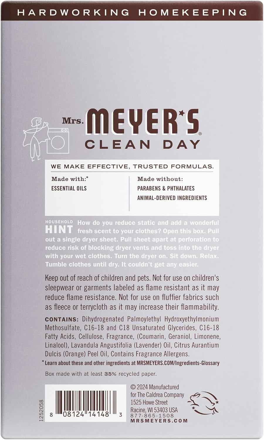MRS. MEYER'S CLEAN DAY Dryer Sheets
