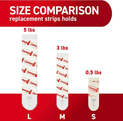 Command Indoor Replacement Strips, Damage-Free Wall Hanging, Re-Hang Small Hooks for Home and Wall Decor, Holds up to 1 lb, White Adhesive