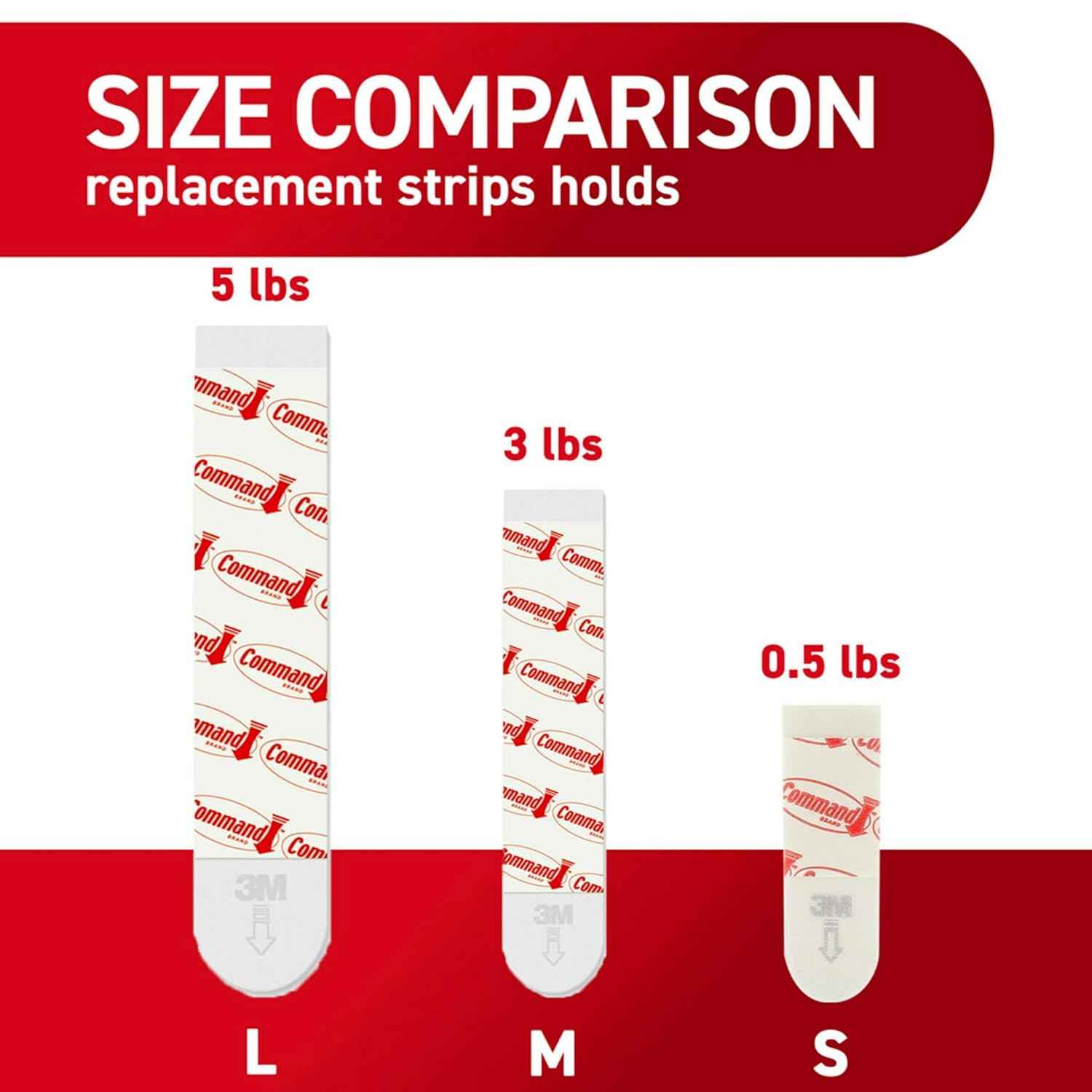Command Indoor Medium Replacement Strips, Damage-Free Wall Hanging, Re-Hang Medium Hooks for Home and Wall Decor, Holds up to 3 lb, White Adhesive