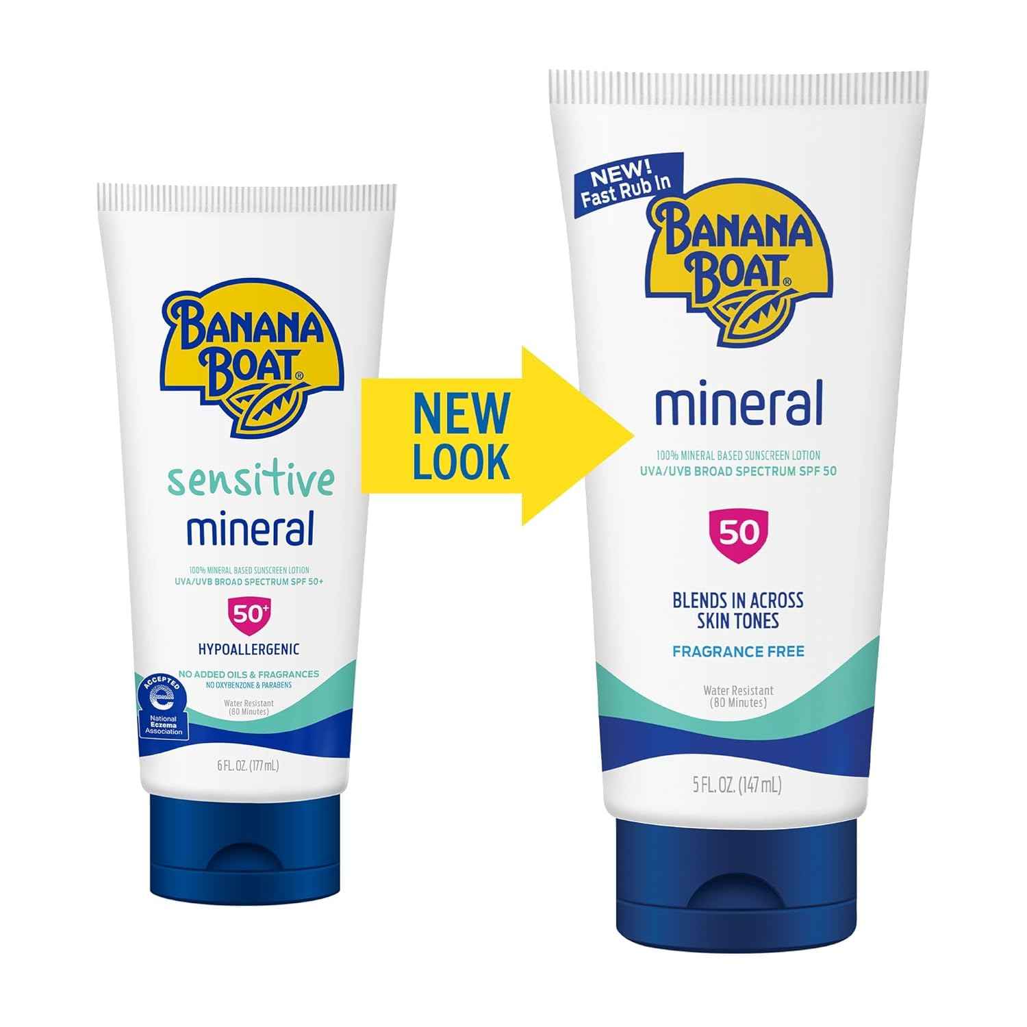 Banana Boat Mineral Sunscreen SPF 50 Lotion, 5Fl Oz | Zinc Oxide Sunscreen Lotion, Beach Essentials, SPF 50 Sunblock, 5Fl Oz