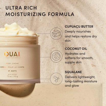 OUAI Body Cream, Hydrating Whipped Body Cream with Cupuaçu Butter, Coconut Oil and Squalane - Softens Skin and Delivers Healthy-Looking Glow - Sulfate-Free Skin Care