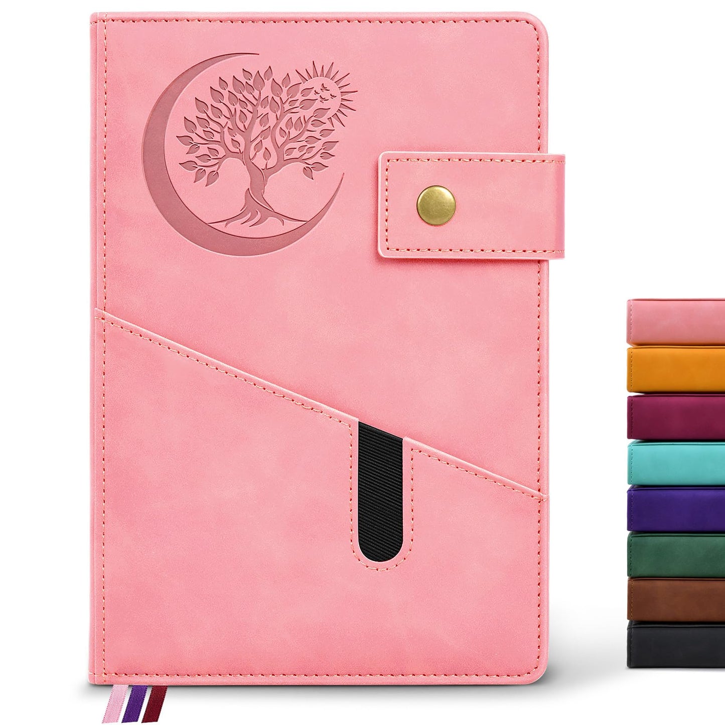 PAIBAS Blank Journal Notebook, A5 Hardcover Leather Sketchbook with 200 Pages Thick Blank Paper for Men Women, Unlined Drawing &amp;amp; Writing Journal, 5.9&amp;#34; x 8.4&amp;#34; Plain Notebook (pink)